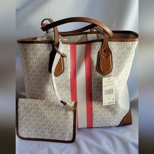 Michael Kors MK Logo Eva Large Travel Carryall Tote Bag